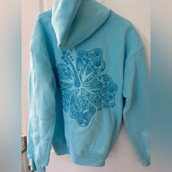 "Hawaii Hibiscus" Hoodie in Aquamarine - Picture 2 of 6